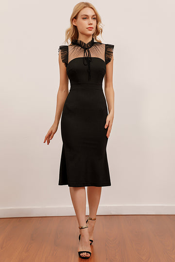 Sereia gola alta Bodycon vestido